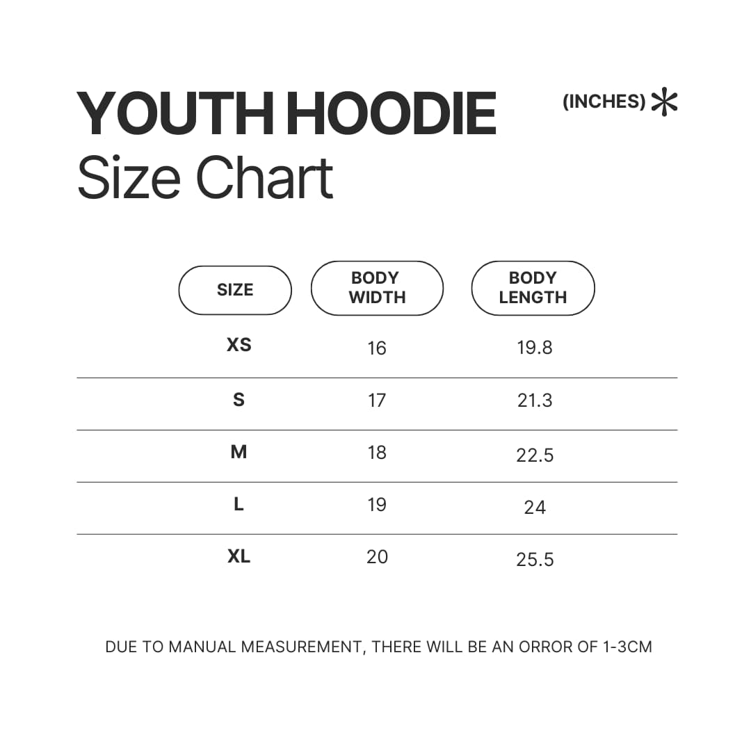 Youth Hoodie Size Chart - Digimon Merch
