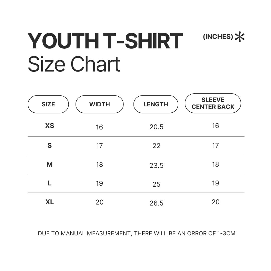 Youth T shirt Size Chart - Digimon Merch